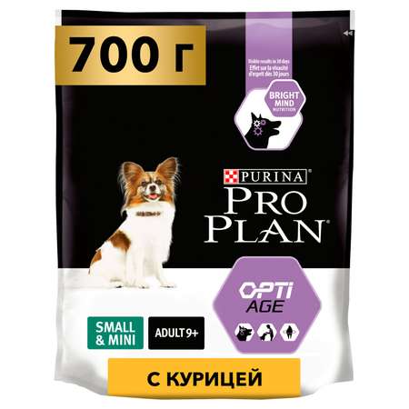 Корм для собак PRO PLAN старше 9 лет для мелких и миниатюрных пород курица с рисом 700г