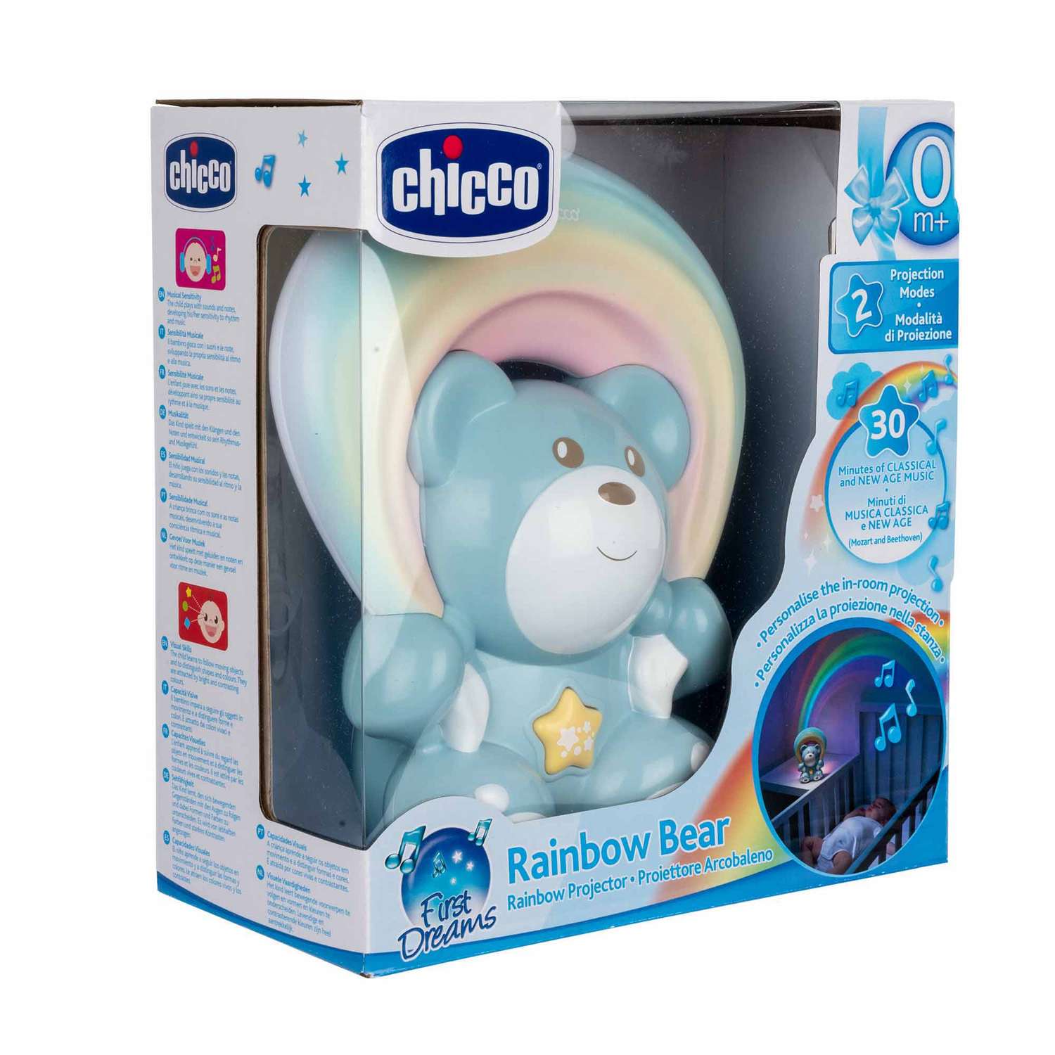 Игрушка-проектор Chicco Радужный мишка 0м+ голубой - фото 2