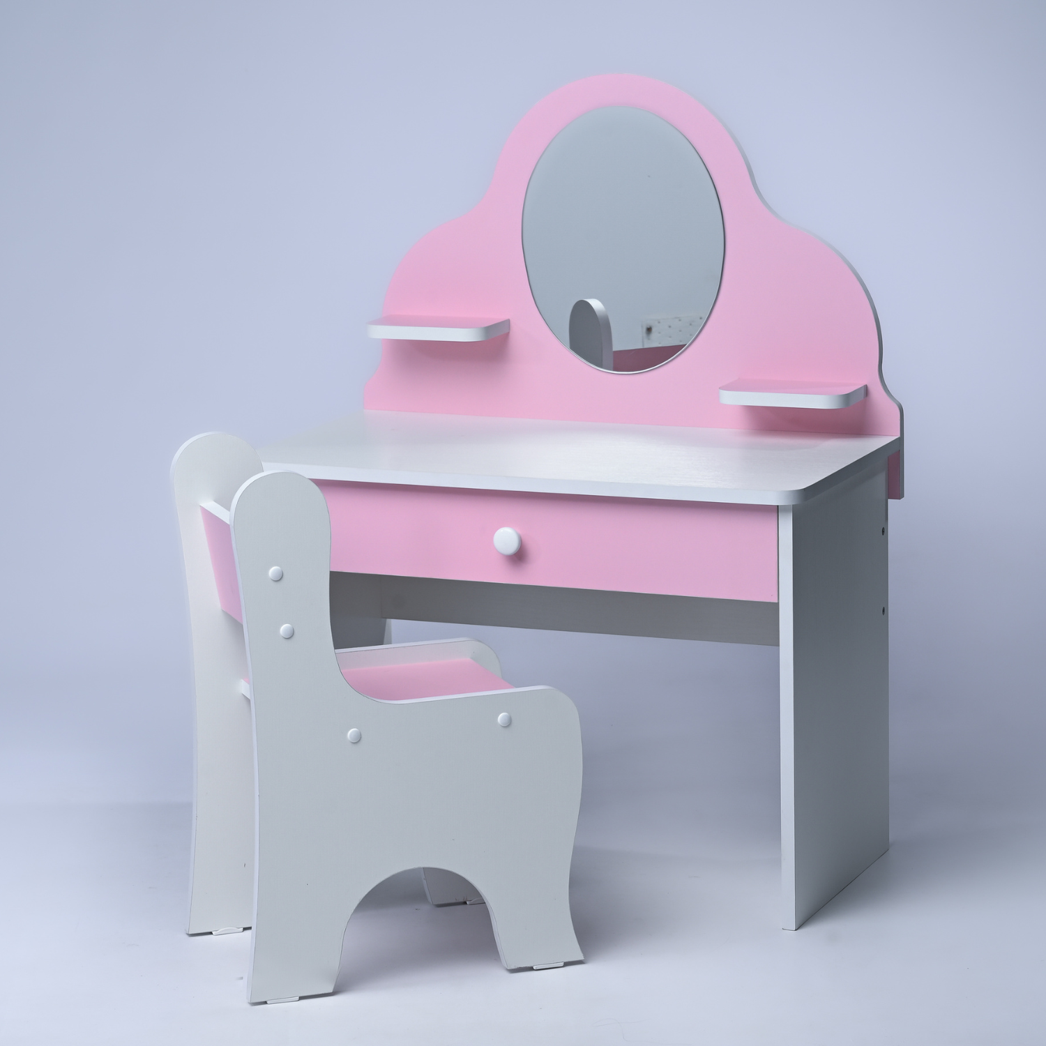 Набор мебели Sitstep Туалетный столик с зеркалом и стулом розовый - фото 1