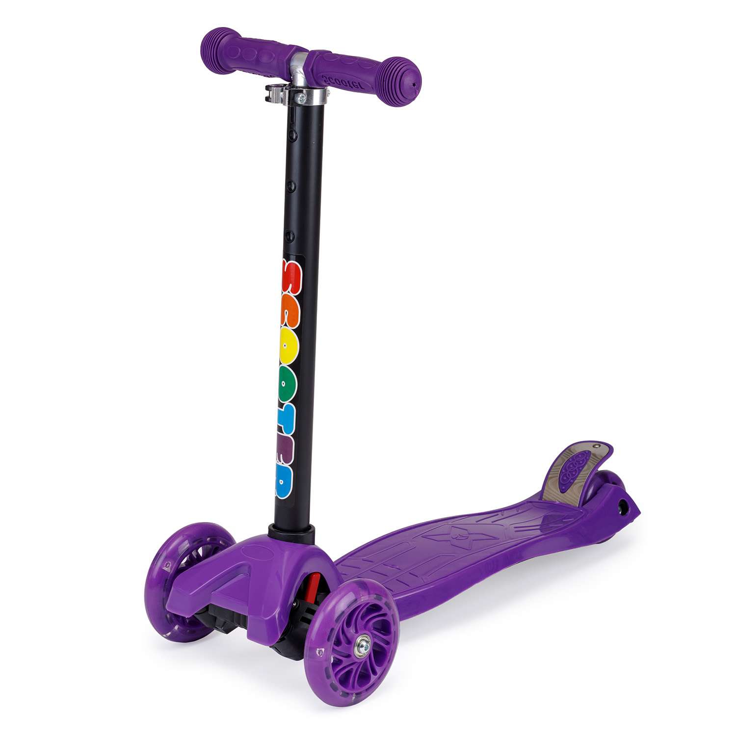 Самокат BABY STYLE детский светящиеся колеса с тормозом до 25 кг фиолетовый - фото 1