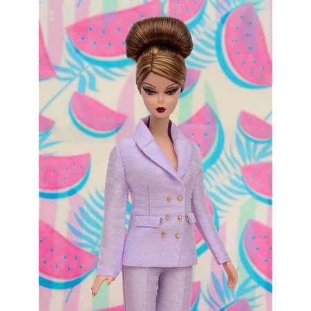 Шелковый брючный костюм Эленприв Фиолетовый для куклы 29 см типа Барби