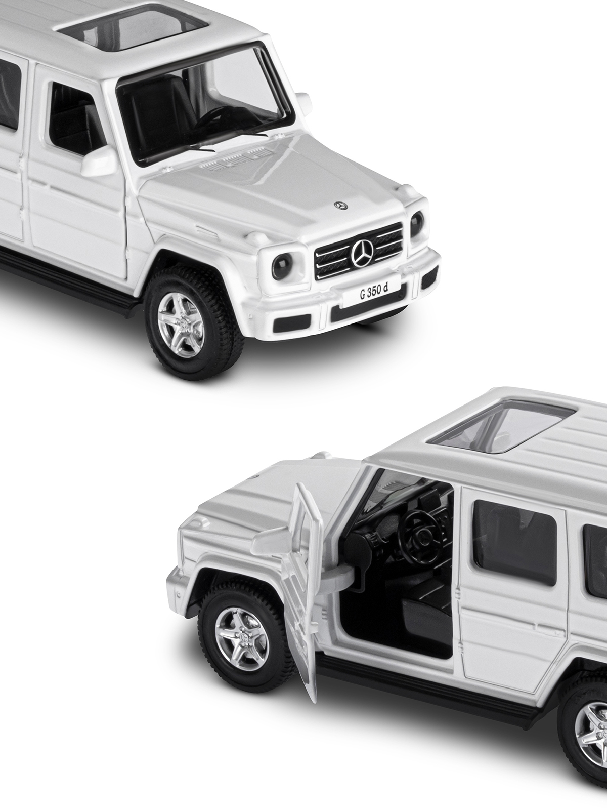 Внедорожник АВТОпанорама Mercedes Benz G350d 1:42 белый JB1200182 - фото 7