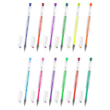 Ручки гелевые Brauberg цветные набор 12 цветов Неон