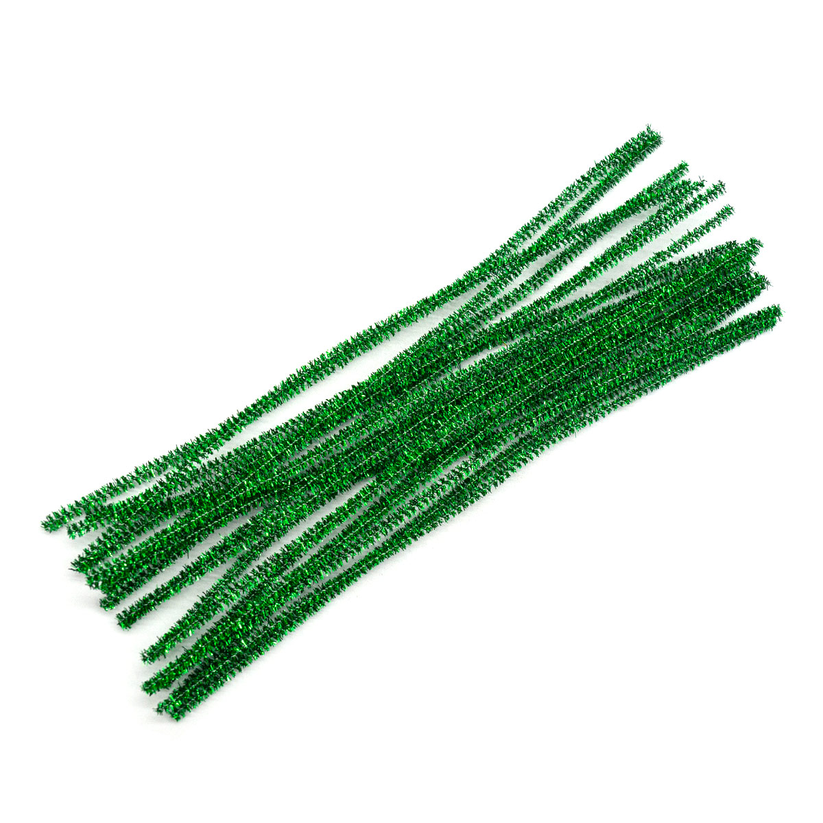 Проволока - синель Astra&Craft с люрексом для рукоделия 6 мм х 30 см 20 шт зеленый - фото 1