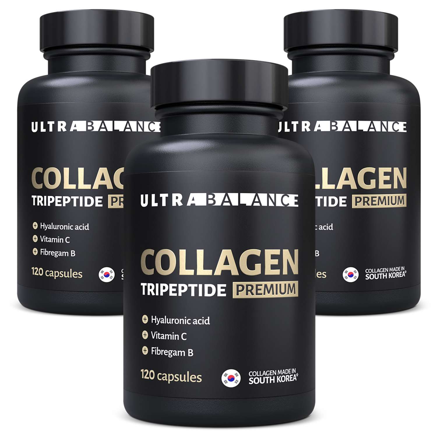 Коллаген морской UltraBalance низкомолекулярный Collagen Tripeptide БАД 360 капсул с витамином С и гиалуроновой кислотой - фото 1