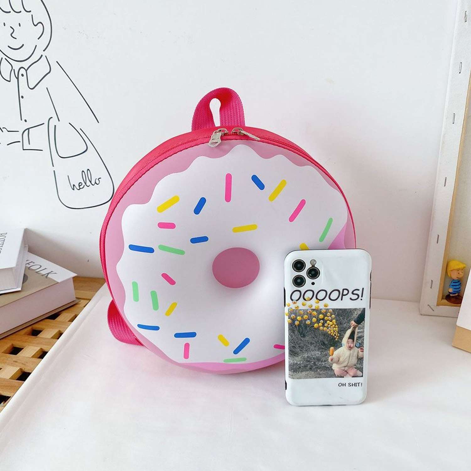 Дорожный комплект LATS Чемодан ручная кладь + дошкольный рюкзак для детей Пончик - фото 7