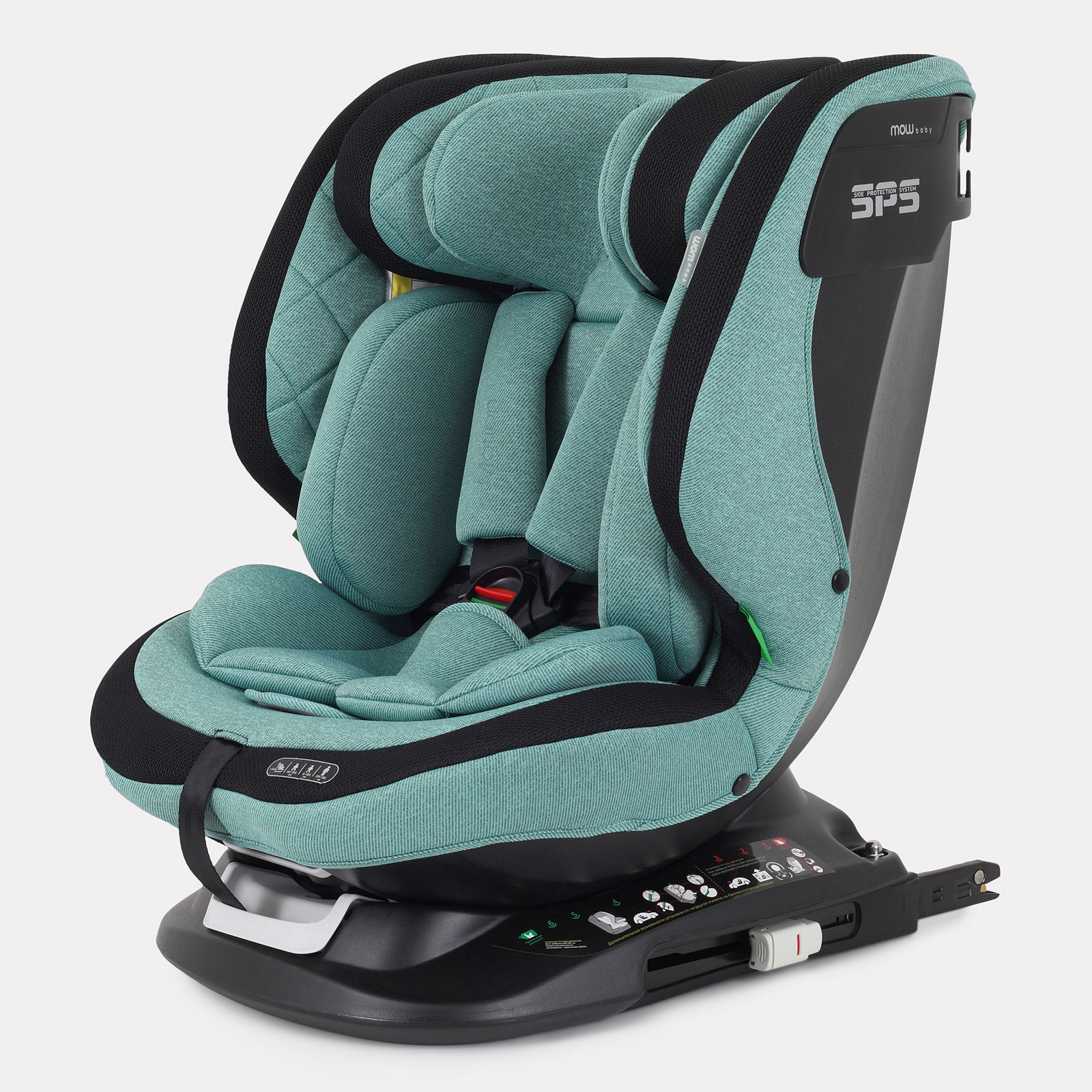 Автокресло с поворотной базой MOWbaby Motion isofix Green 40-150см - фото 11