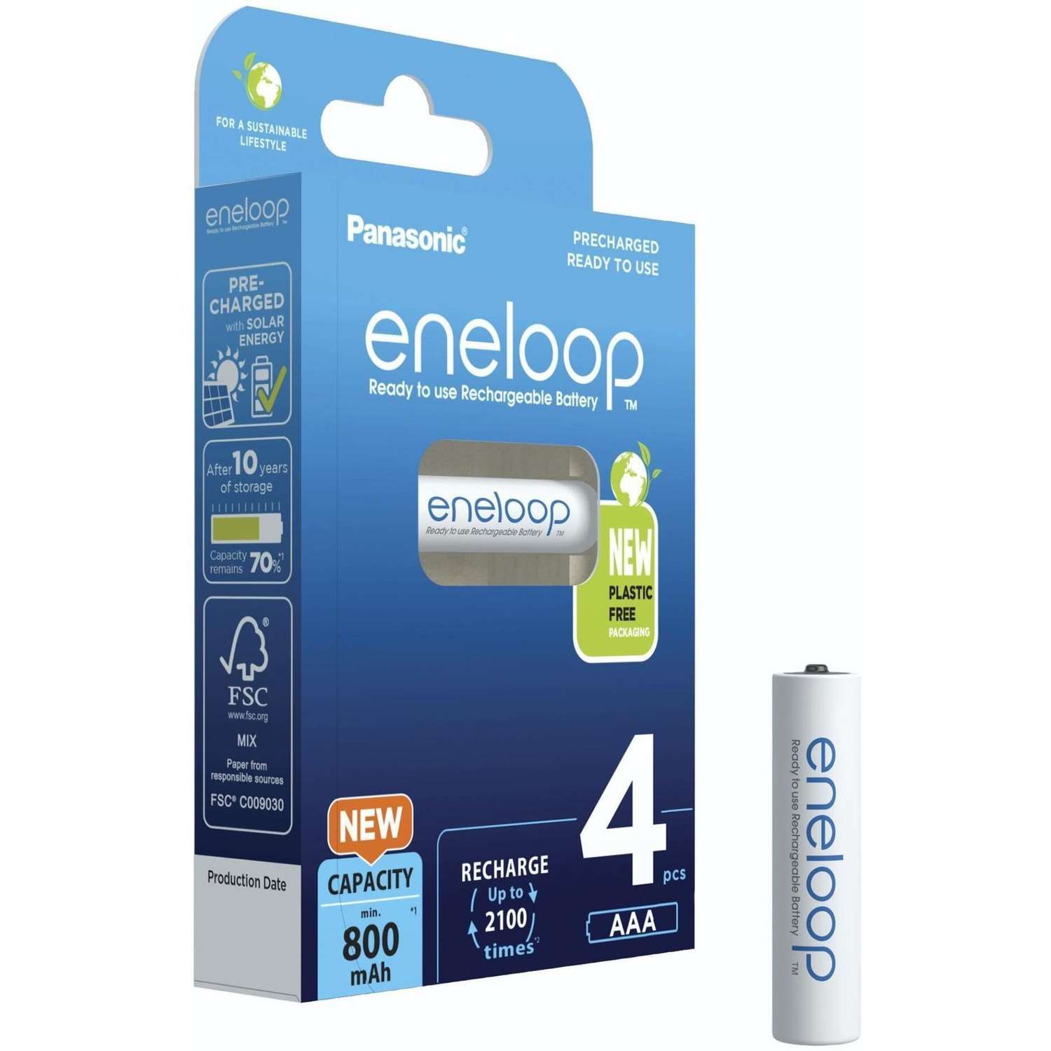 Aккумуляторы Panasonic eneloop AAA 800mAh 4шт BK-4MCDE/4BE - фото 1