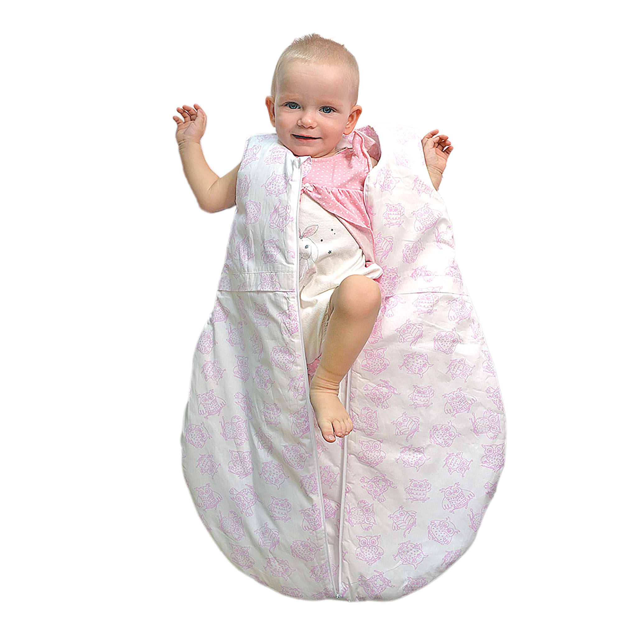 Одеяло-спальный мешок розовый Засыпашки Утепленный Совы 80 см хлопок 100% - фото 2
