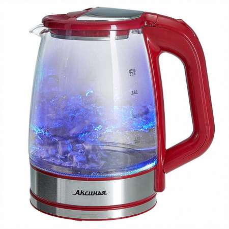 Электрический чайник Аксинья КС-1006 корпус из жаропрочного стекла 1500 Вт красный