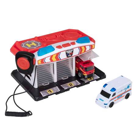 Игровой набор HTI (Teamsterz) SOS-станция с двумя машинками красная пожарная машина и белая скорая помощь