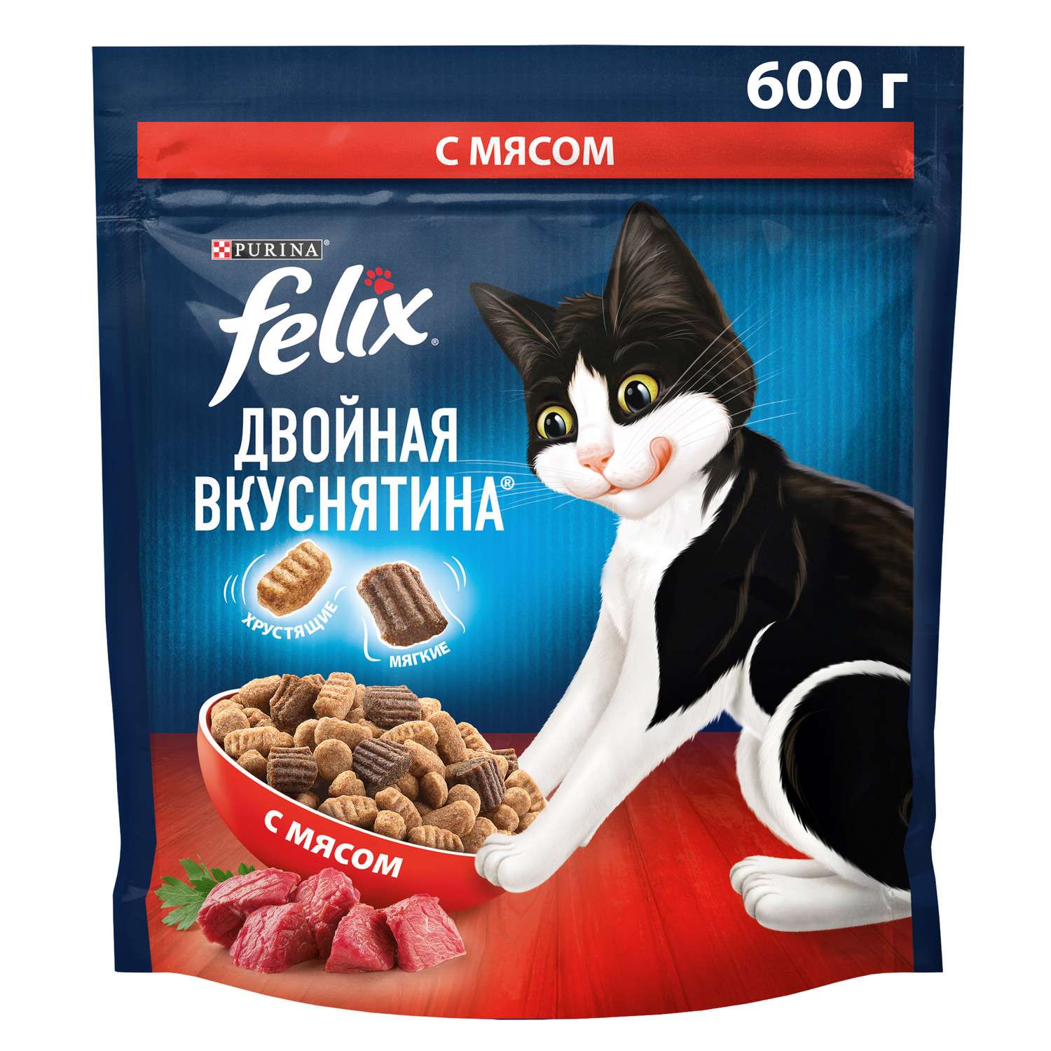 Корм для кошек Felix Двойная вкуснятина с мясом 600г - фото 1