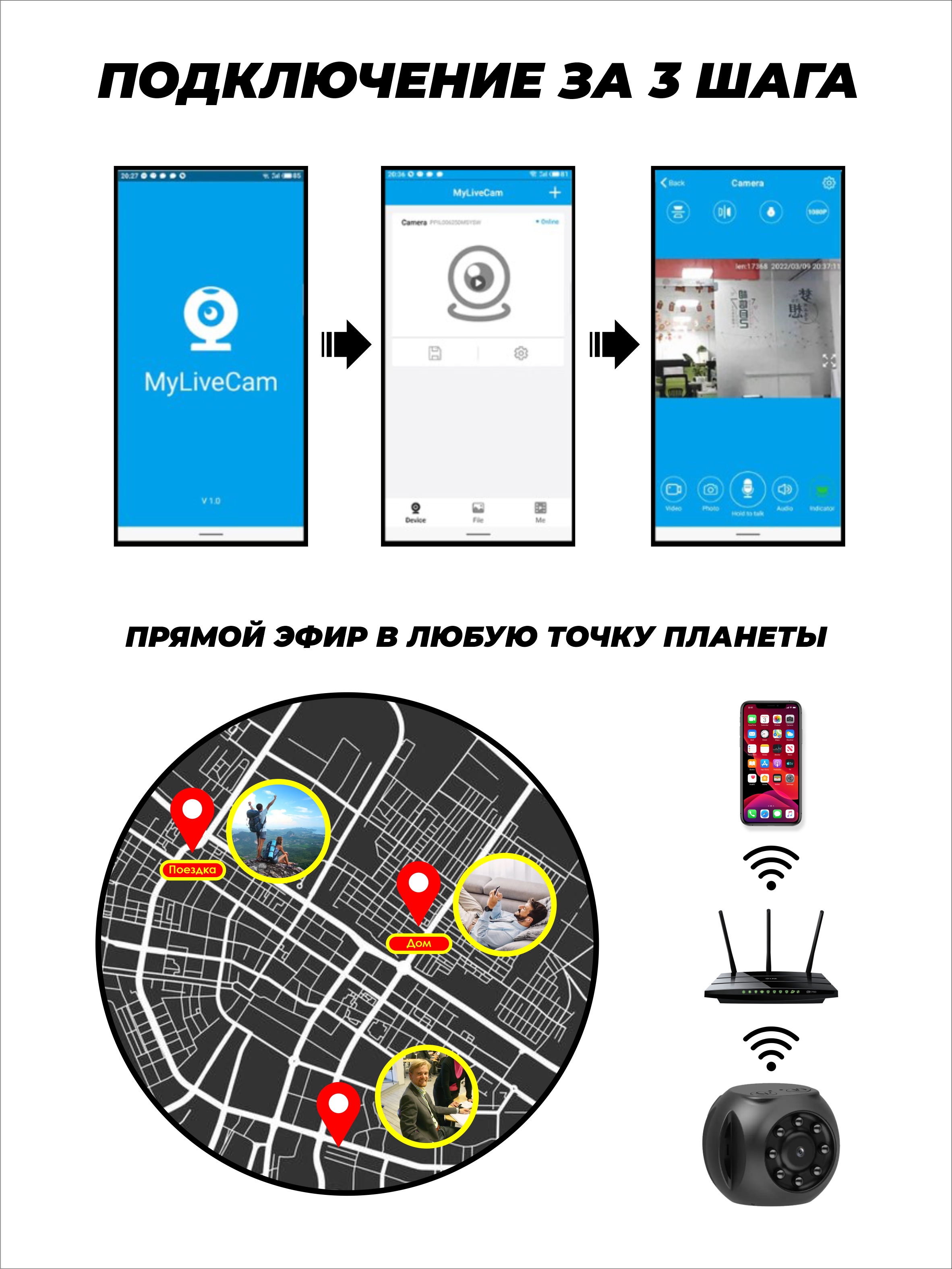 Скрытая мини камера SmartRules wi-fi ip беспроводная для дома - фото 4