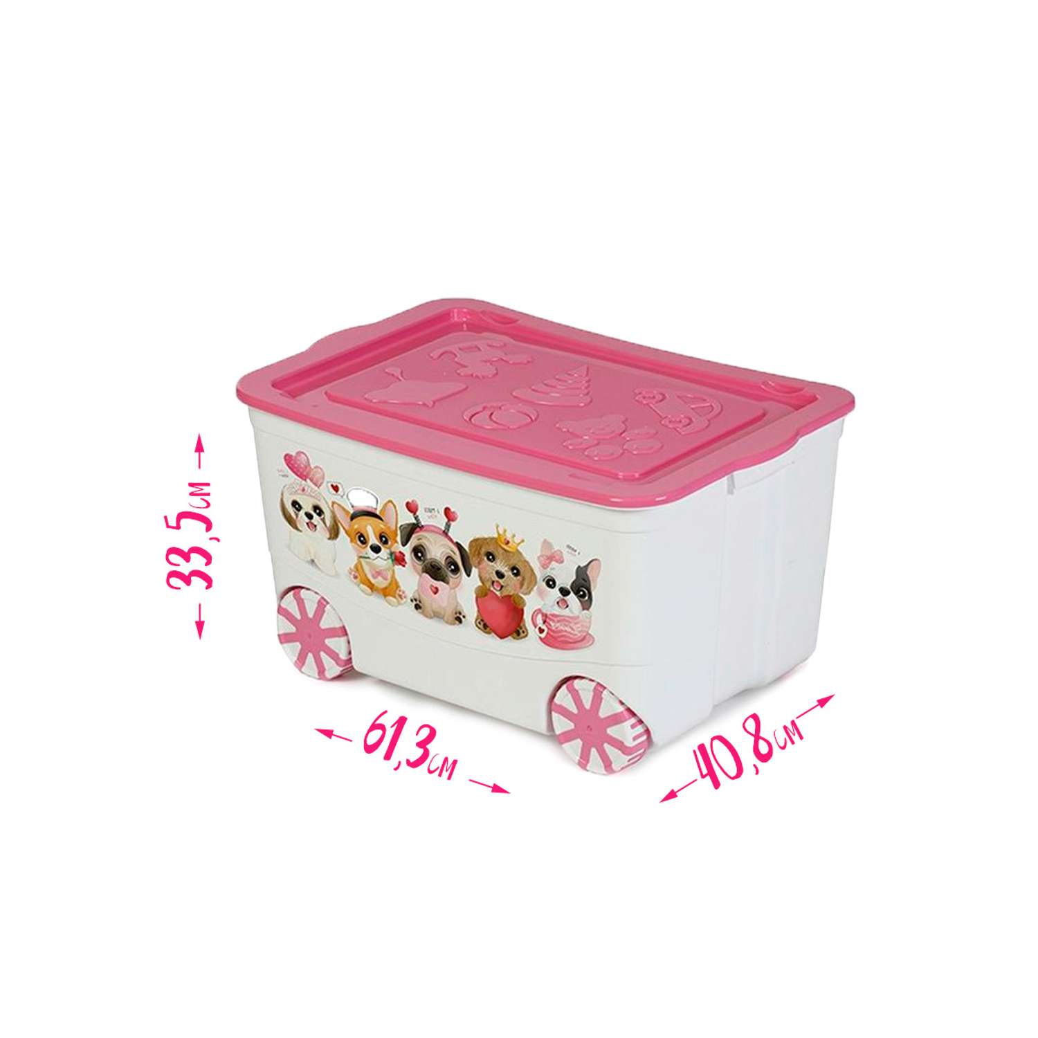 Ящик для игрушек elfplast Kids Box на колесах белый-розовый - фото 1