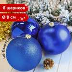 Шары елочные Золотая сказка 6 шт пластик 8 см синие