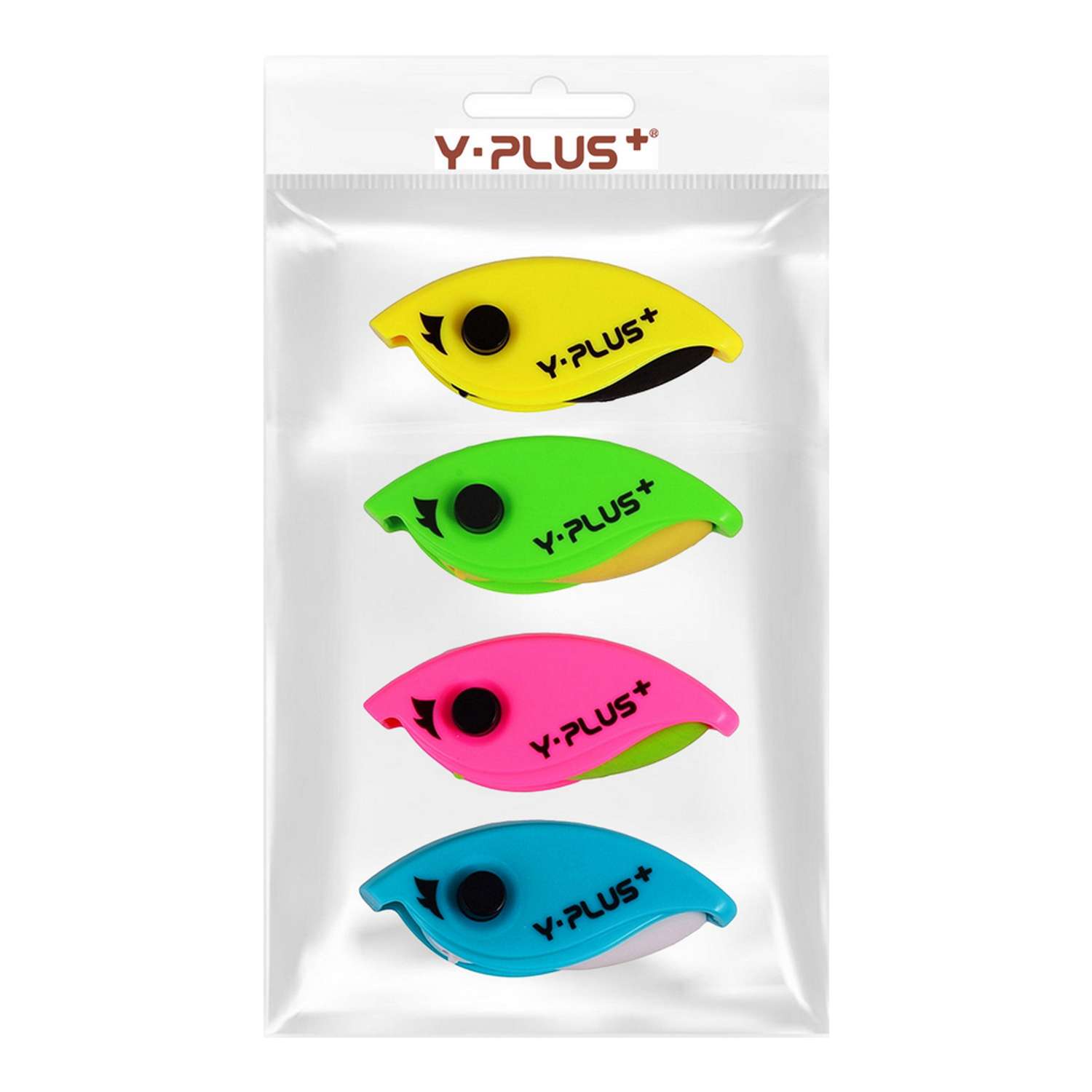 Ластики Y-plus Parakeet mini выдвигающийся в пластиковом футляре 4шт EX170100/ASS-4SET - фото 1