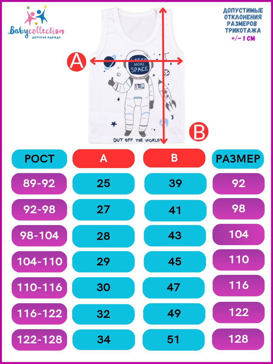 Майка 3 шт Babycollection 636/mkb004/sph/k3/019/p1/W*mбелый голубой серый - фото 2