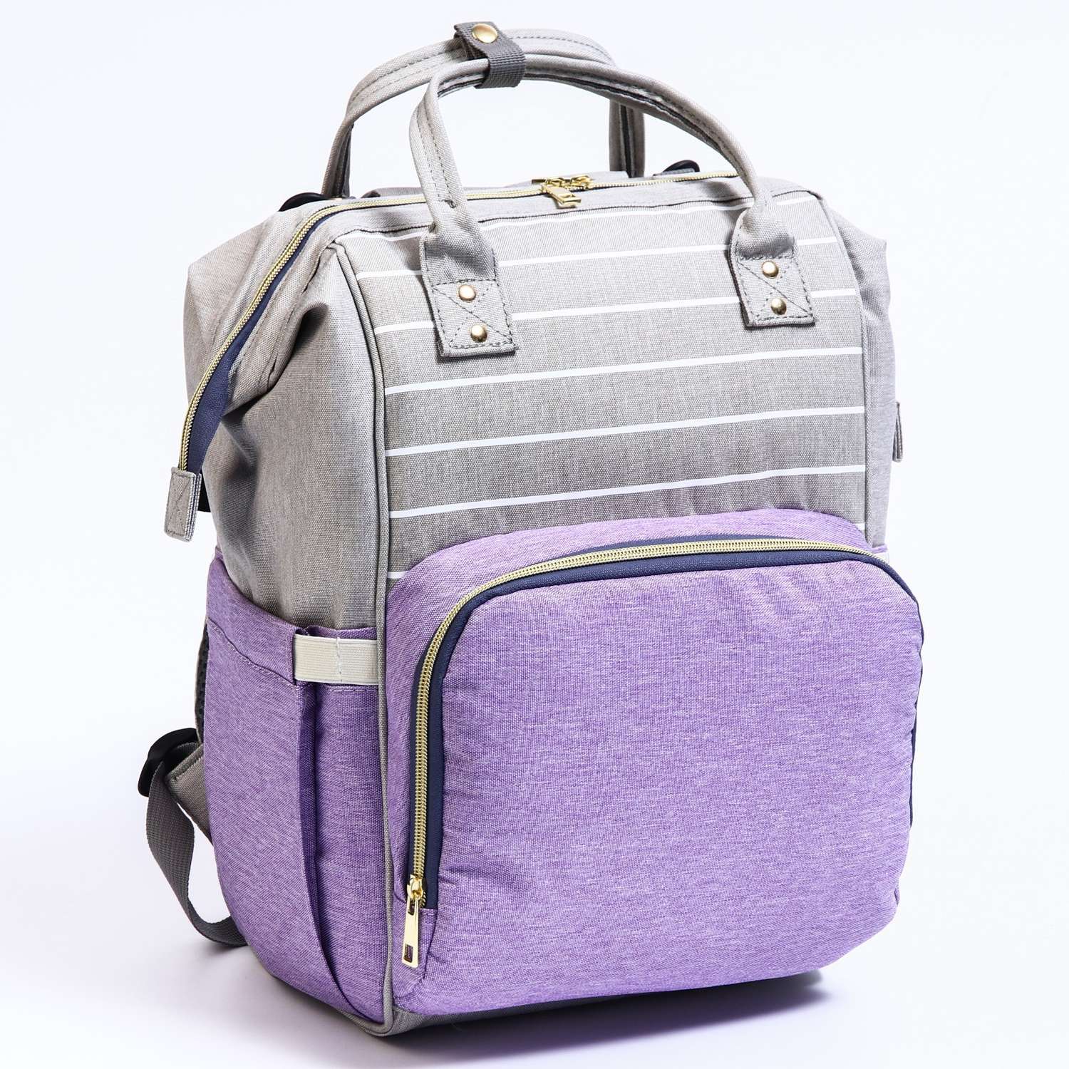 Сумка-рюкзак Sima-Land для хранения вещей малыша цвет серый/фиолетовый - фото 3