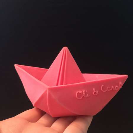 Прорезыватель грызунок OLI and CAROL Origami Boat Pink из натурального каучука