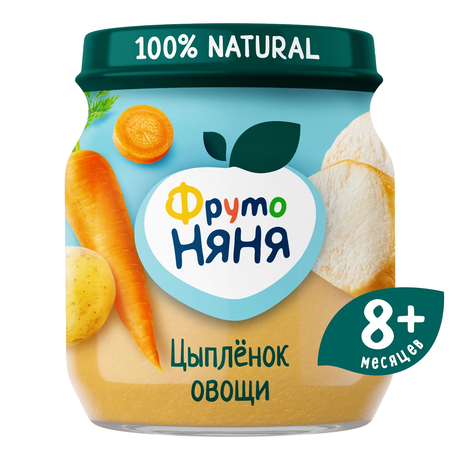 Пюре ФрутоНяня из цыпленка с рисом и овощами 100 г с 8 месяцев купить по  цене 59.9 ₽ в интернет-магазине Детский мир