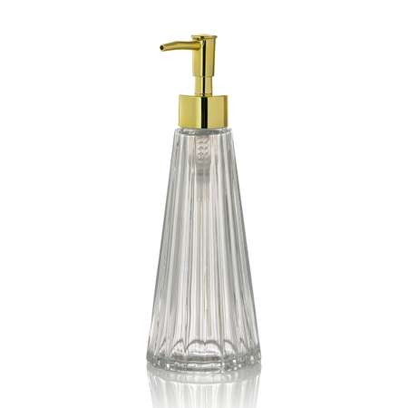 Диспенсер для жидкого мыла DeNASTIA Граненое стекло 290 мл прозрачный/золотой X000210