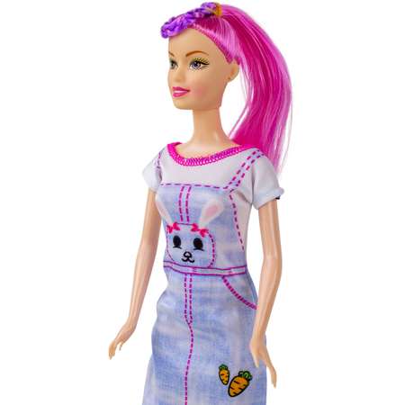 Кукла с цветной косичкой Story Game 1050/розовый