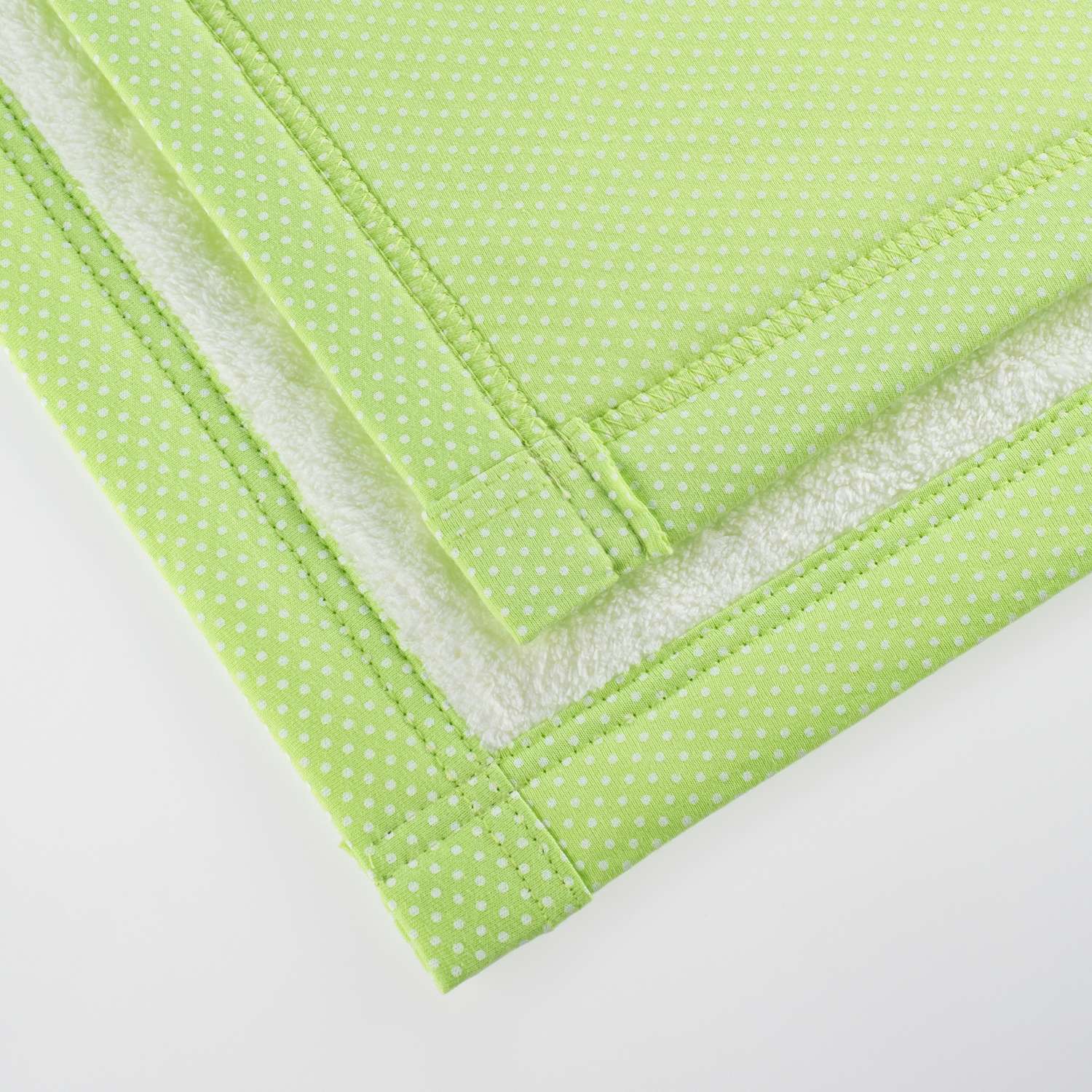 Плед для новорожденных Mrs.Stretch Mr.Jersy 80х105 см с утепленной трикотажной подкладкой цвет молочный/ярко-зеленый - фото 2