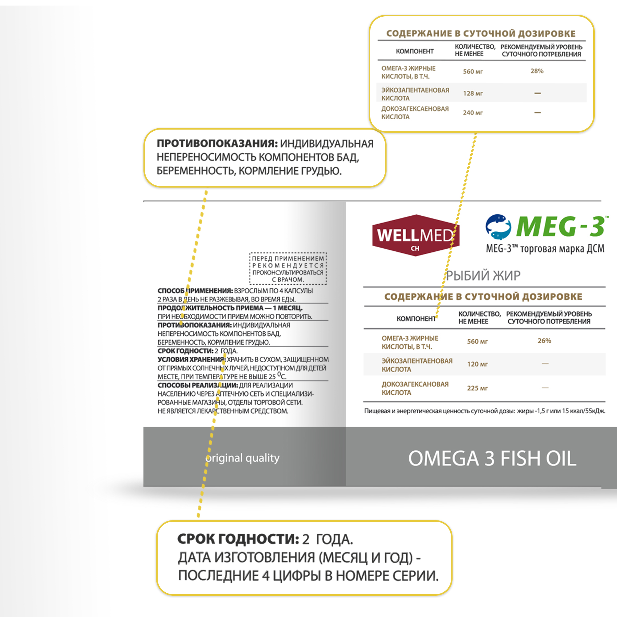 Рыбий жир для взрослых WELLMED Концентрат омега 3 200 капсул - фото 12