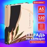 Тетрадь на кольцах Brauberg формата А5 160х220 мм в клетку со сменным блоком для учебы 120 листов