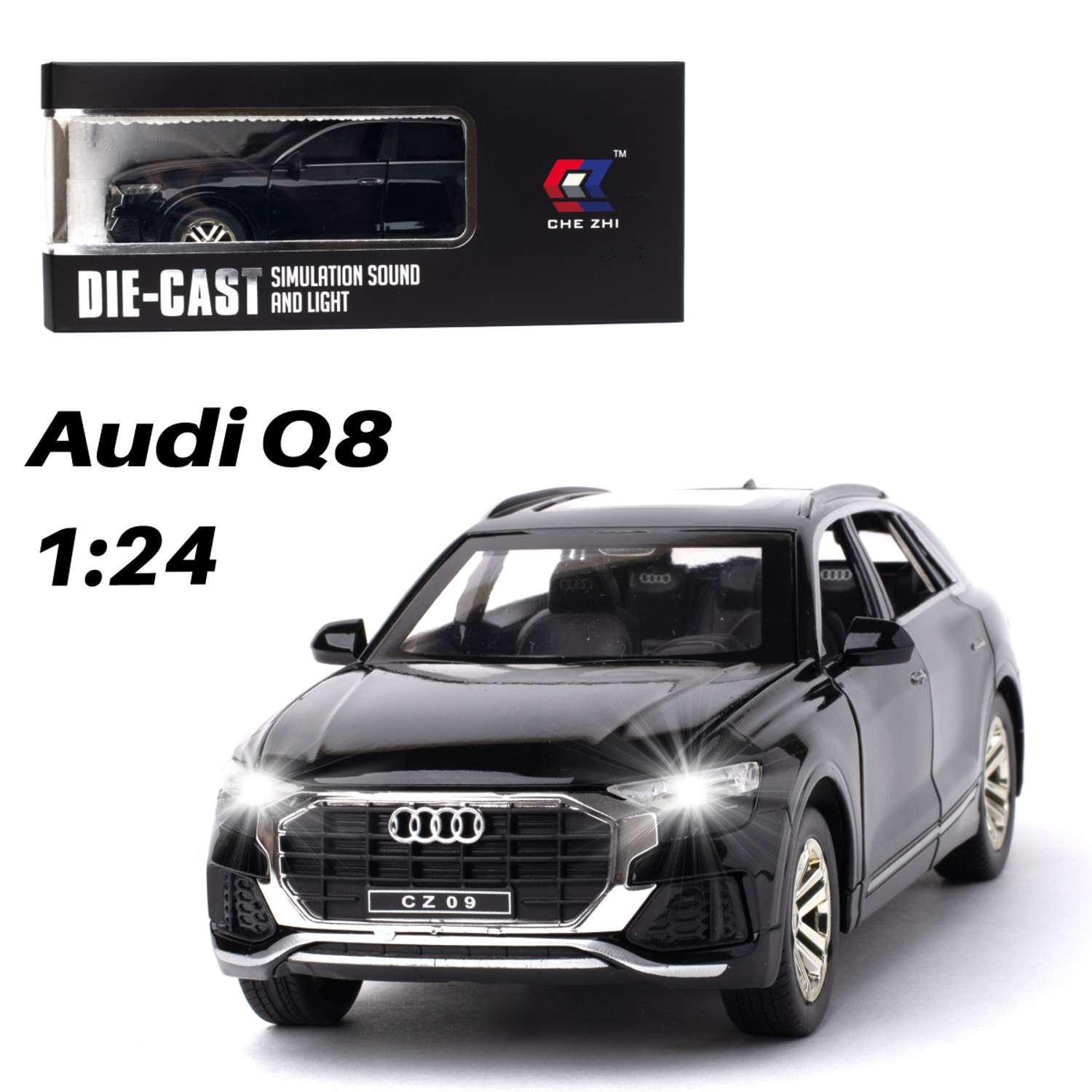 Машинка игрушка железная 1:24 Che Zhi Audi Q8 CZ114blk - фото 1