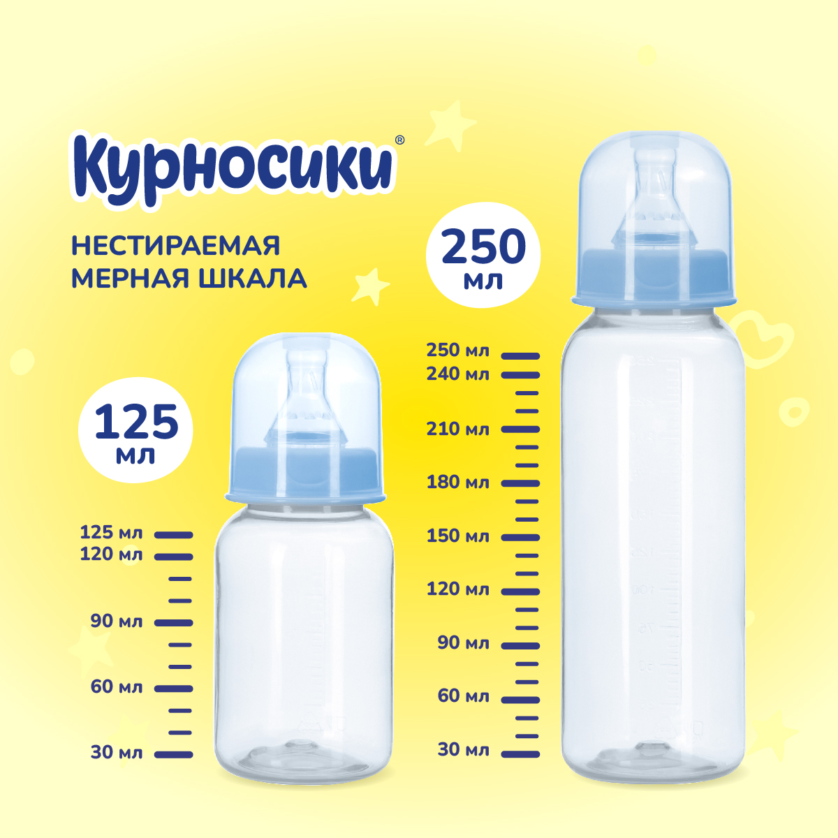 Набор бутылочек Курносики 2 шт. 125 мл и 250 мл голубой - фото 2