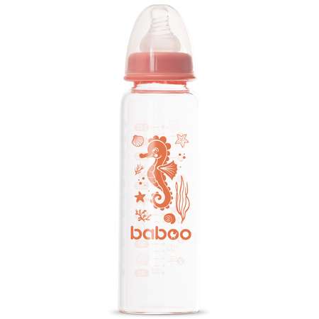 Бутылочка BABOO Sealife стекло 240мл Розовый 3-118