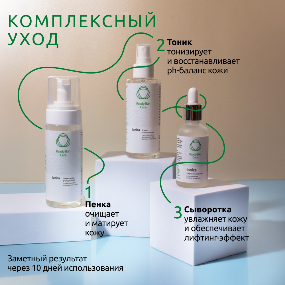 Тоник очищающий ReadySkin Care Ionica для сужения пор и для всех типов кожи 150 мл - фото 6