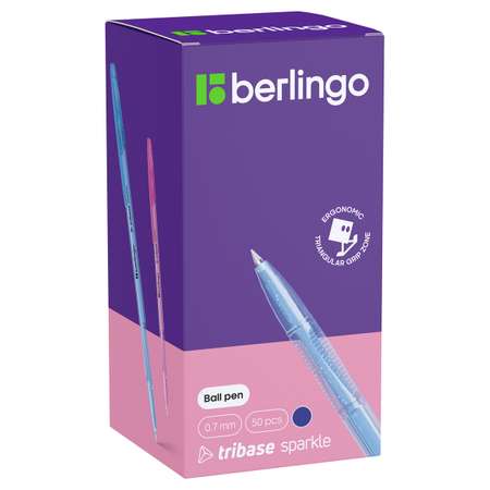 Ручка шариковая Berlingo Tribase Sparkle синяя 0.7мм 50 шт