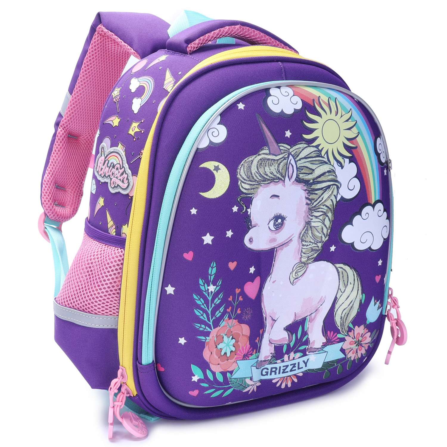 Рюкзак школьный Grizzly Единорог Фиолетовый RA-979-1/2 - фото 2