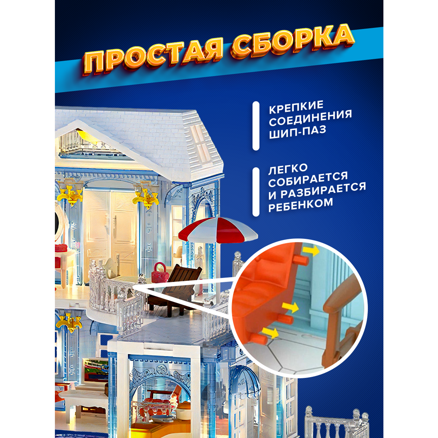 Кукольный домик Позитив игровой набор с мебелью и подсветкой ПЗ-FDE87395 - фото 9