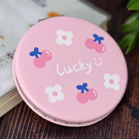 Зеркало карманное iLikeGift Flower cherry pink с увеличением
