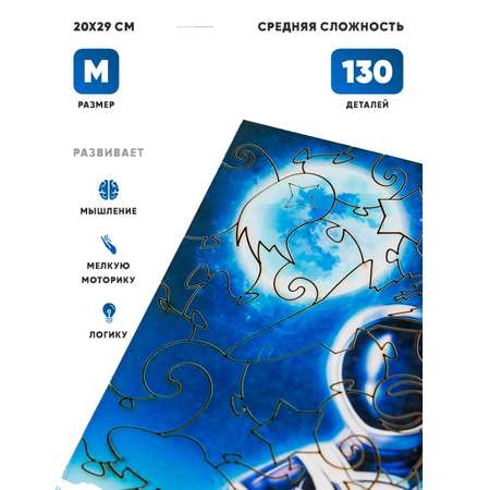 Деревянный пазл Melograno puzzle Космонавт М 130 деталей