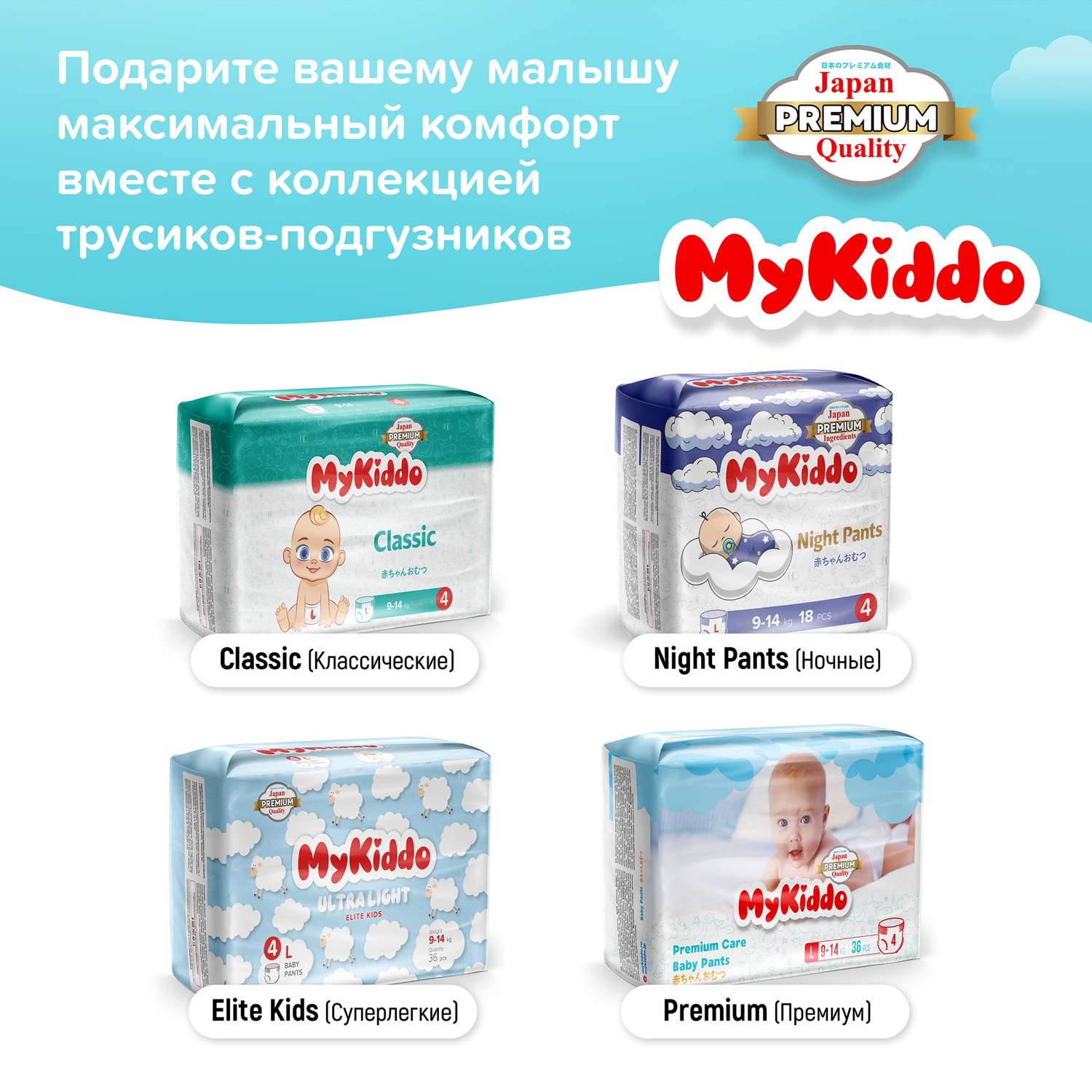 Подгузники-трусики MyKiddo Classic M 6-10 кг 2 упаковки по 38 штук купить  по цене 2325 ₽ в интернет-магазине Детский мир