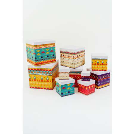 Набор подарочных коробок Cartonnage 10 в 1 Узоры Разноцветный