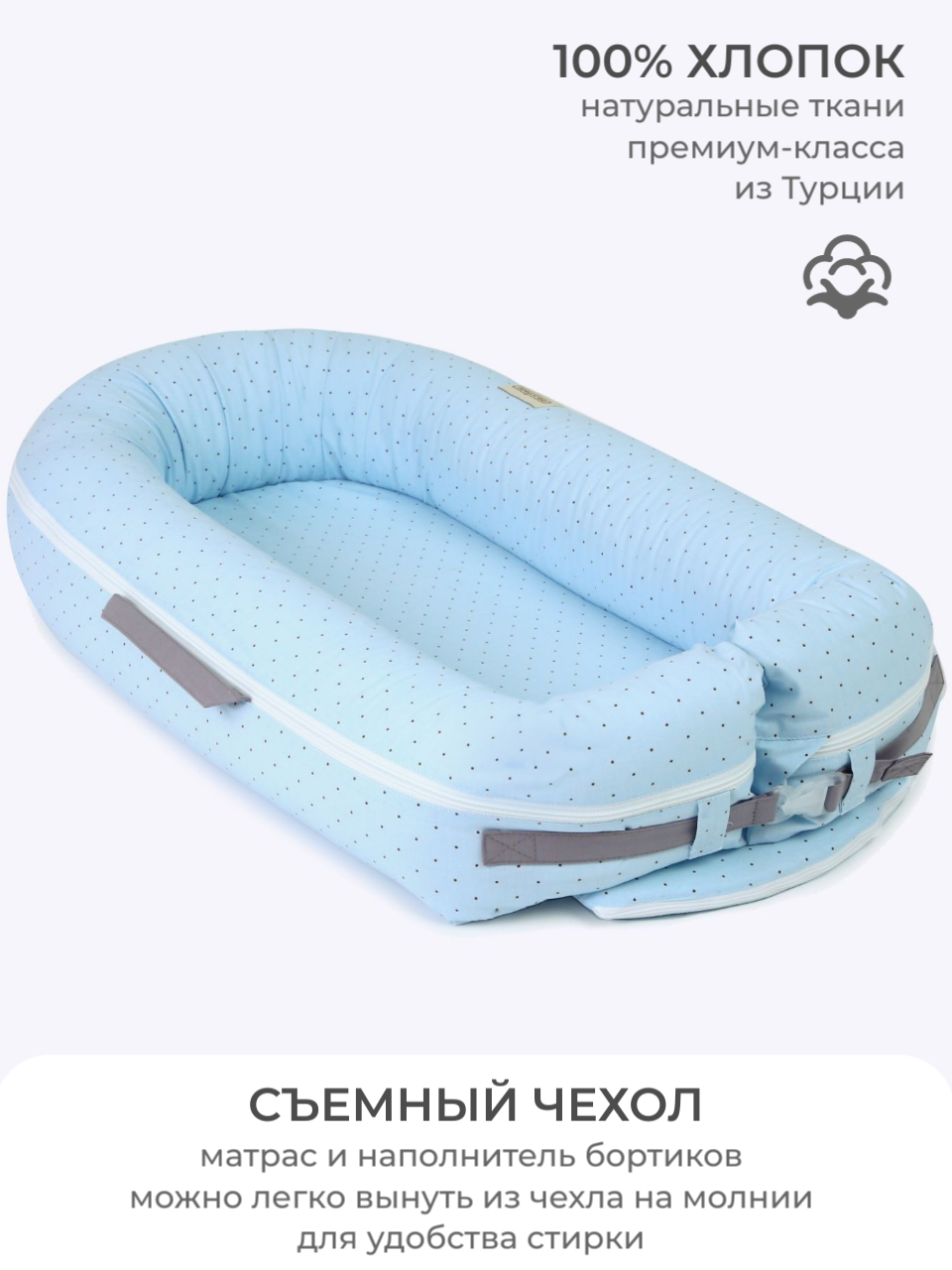 Кокон-гнездышко Dr. Hygge HG20018/Нежно-голубой - фото 1