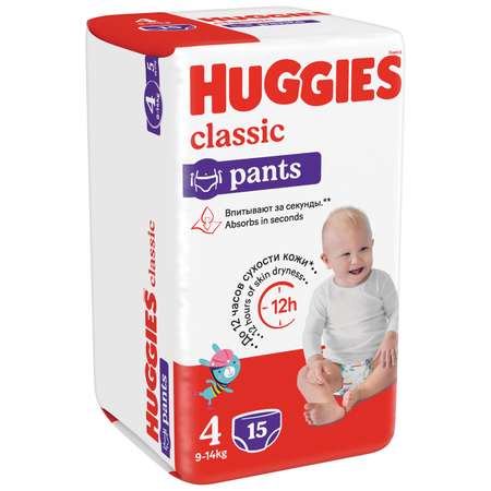 Подгузники-трусики Huggies Classic 4 9-14кг 15шт