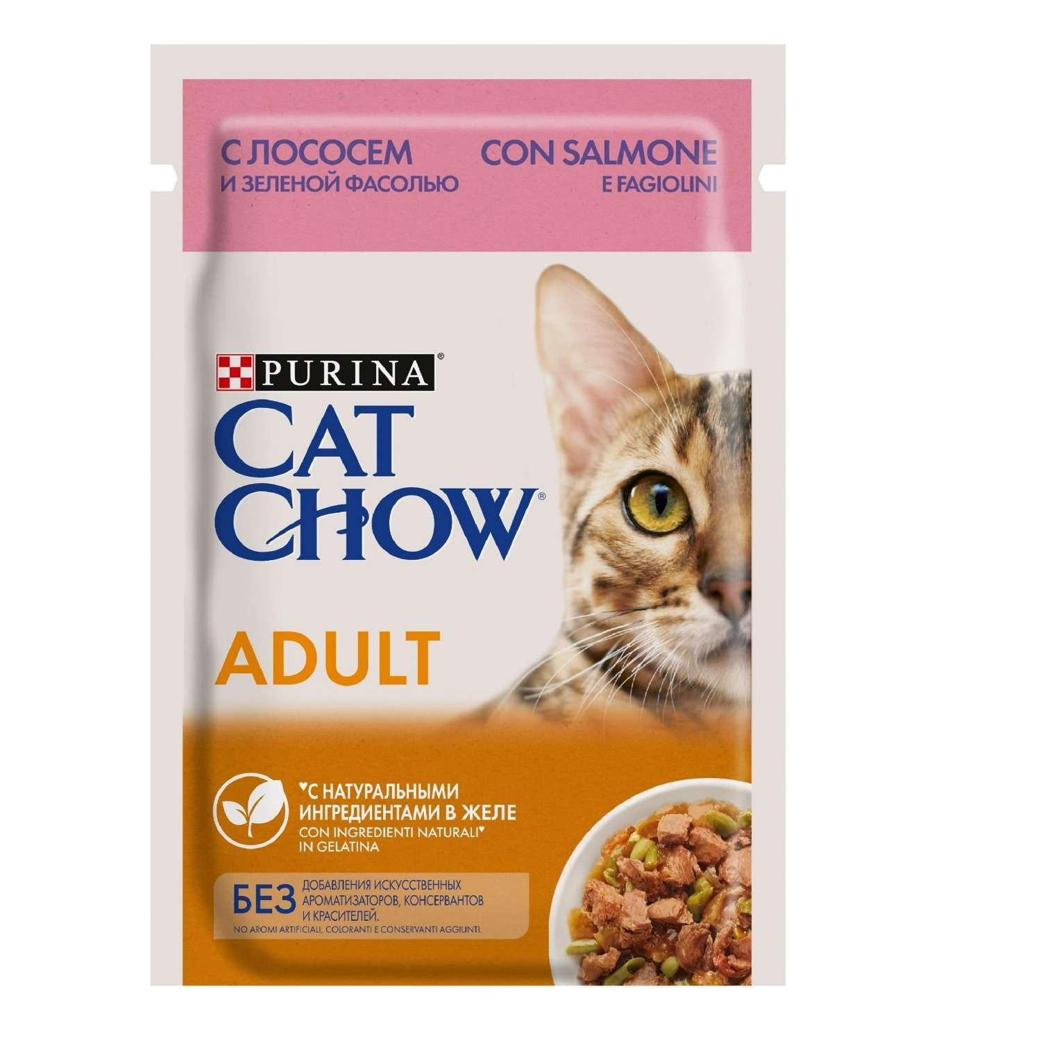Корм влажный для кошек Cat Chow 85г с лососем и зеленым горошком пауч - фото 1