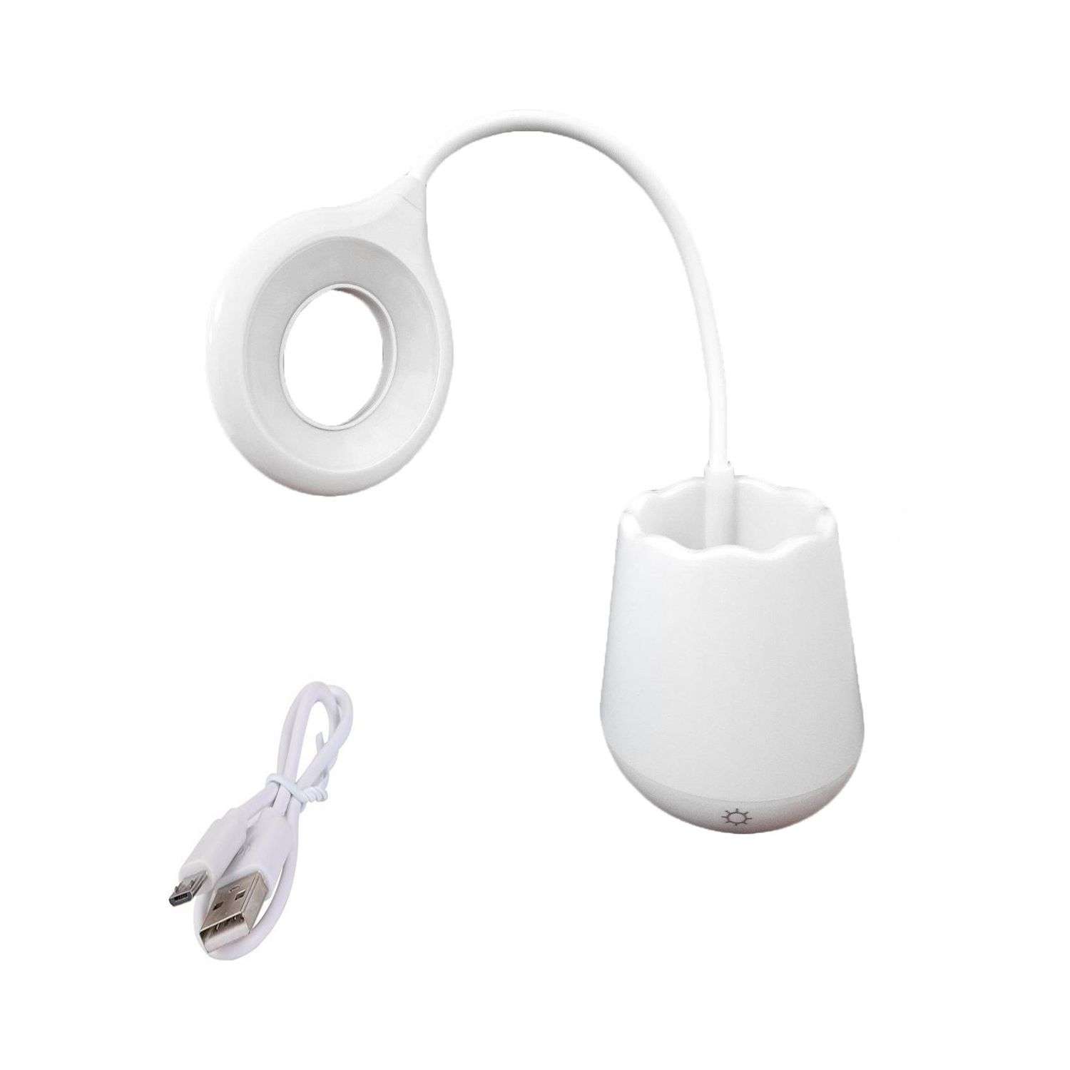 Лампа-ночник Beroma настольная светодиодная с подставкой для ручек и телефона белая - фото 1