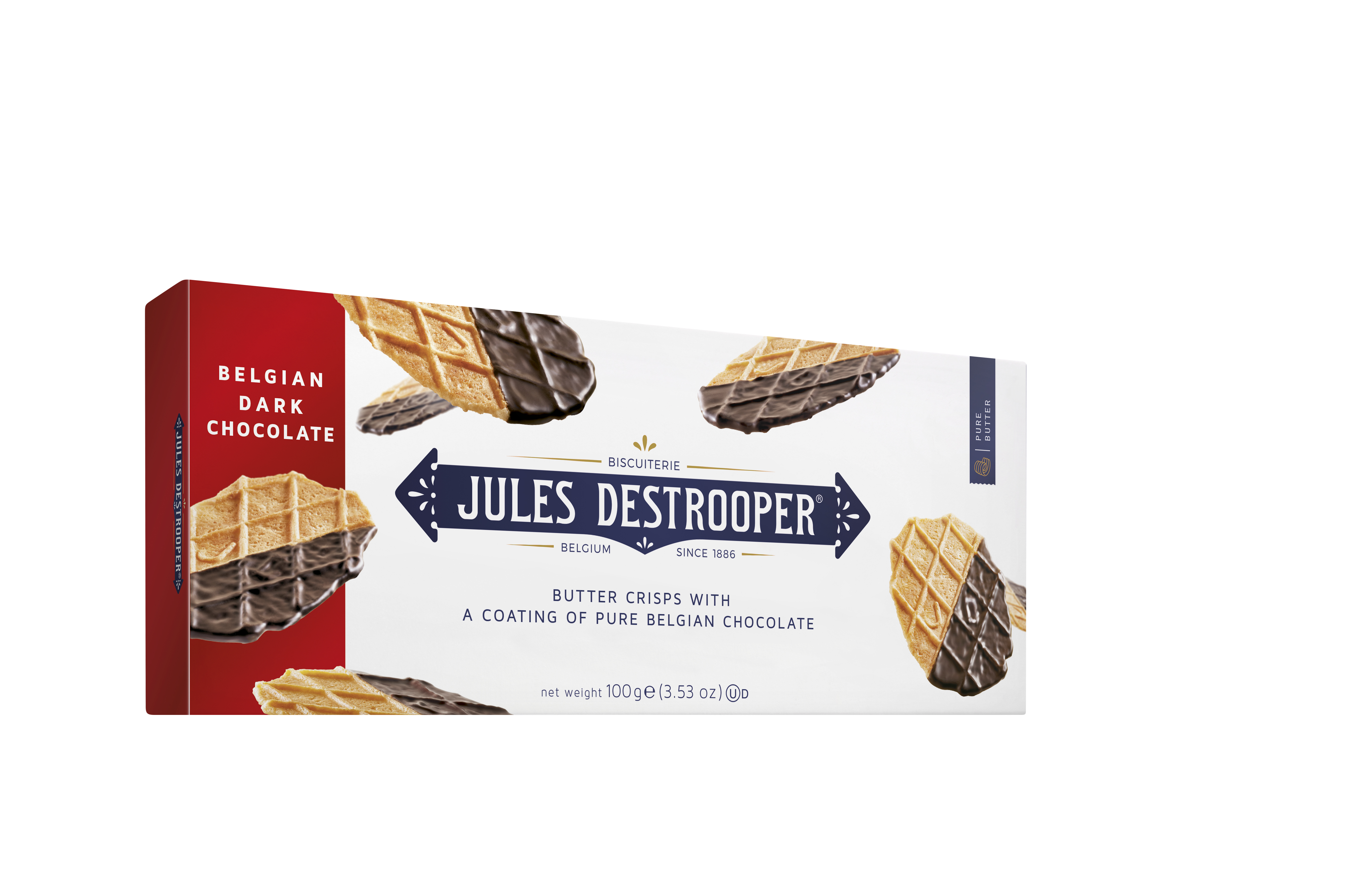 Печенье бельгийское Jules Destrooper Butter Crisps с тёмным шоколадом 100 грамм - фото 1