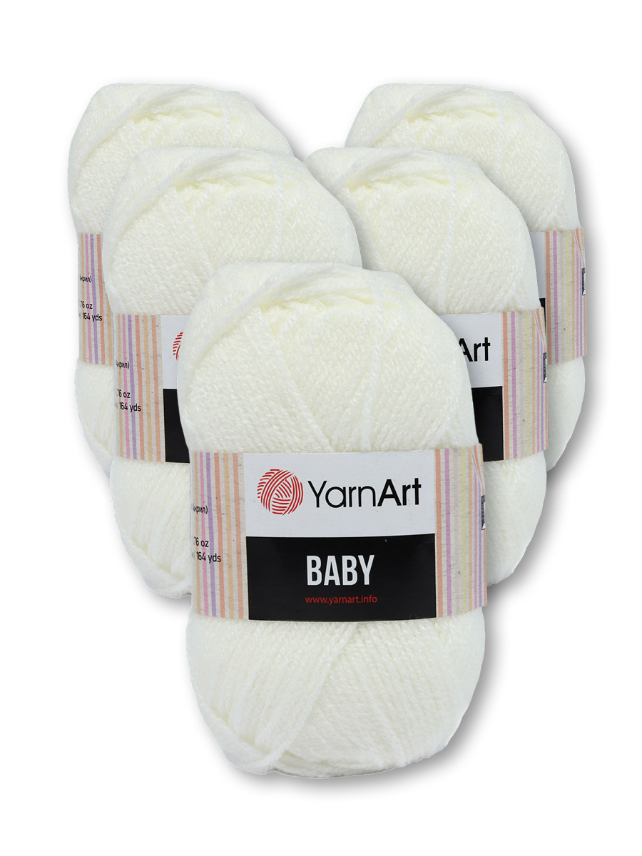 Пряжа для вязания YarnArt Baby 50 гр 150 м акрил мягкая детская 5 мотков 501 белый - фото 6