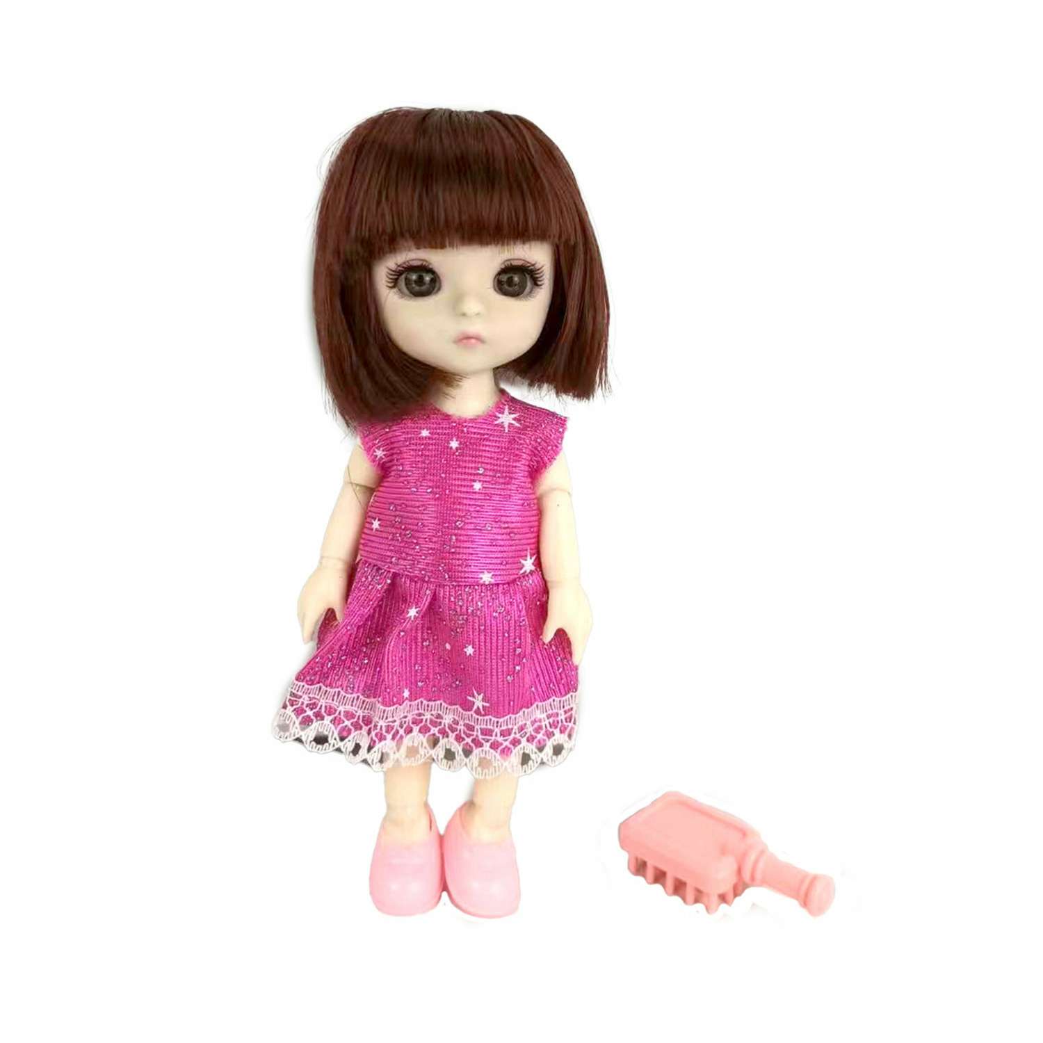 Кукла 1TOY Alisa Kawaii mini с расчёской короткие темные волосы Т24347 - фото 1