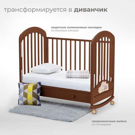 Детская кроватка Nuovita прямоугольная, без маятника (темный орех)