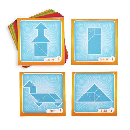 Магнитная игра-головоломка Лас Играс «Волшебный танграм» 48 карт 7 магнитных деталей