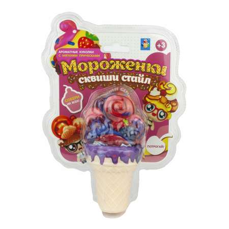 Игрушка сюрприз 1TOY Мороженки Сквиши стайл Ягодный Коктейль куколка с мягкой прической ароматизированная 12 см